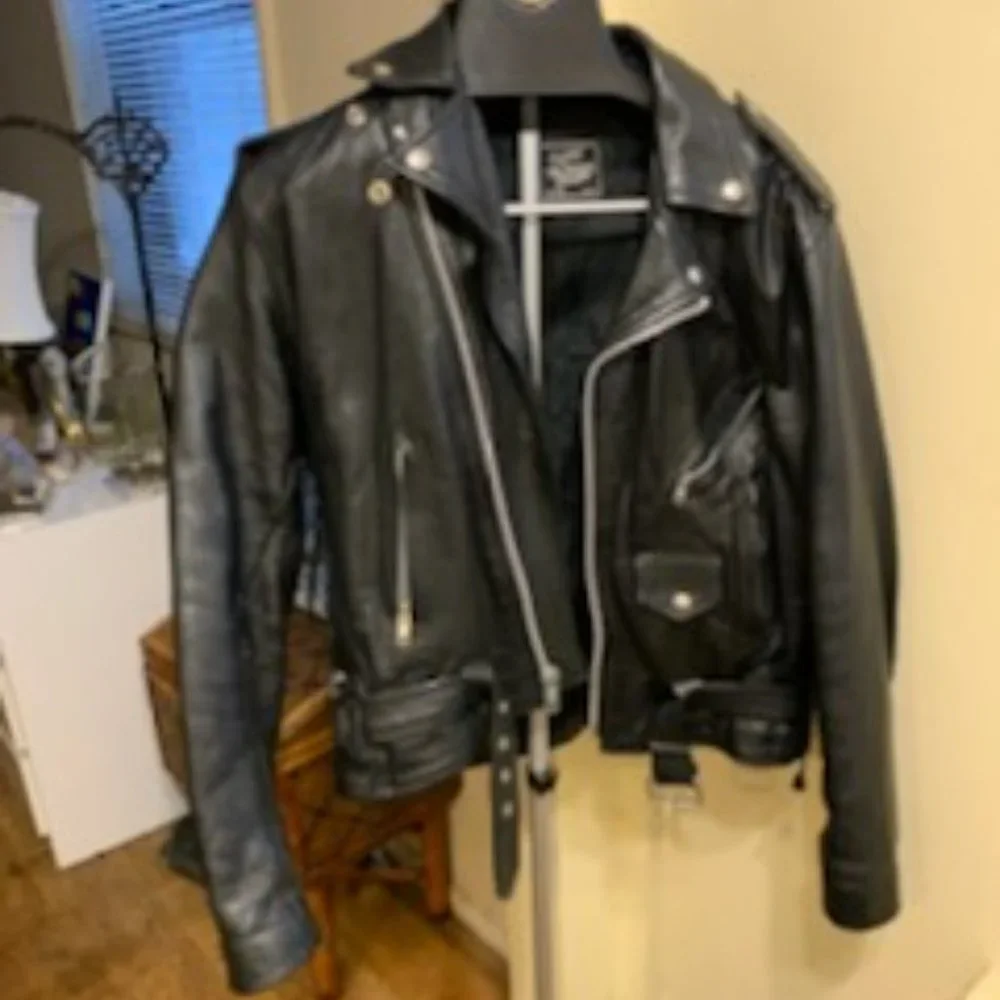 Vintage Moto Black Leather Jacket from The Antique Boutique